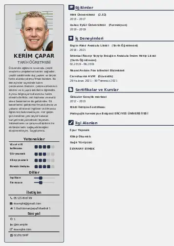 Tarih Öğretmeni Cv Örnekleri cv indir